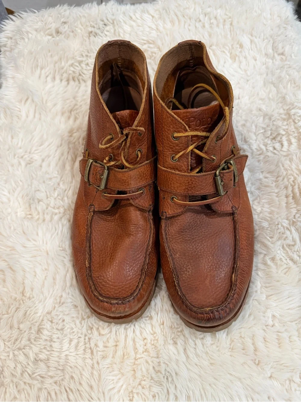 Polo by Ralph Lauren Men's Chestnut Brown Leather Chukka Boots